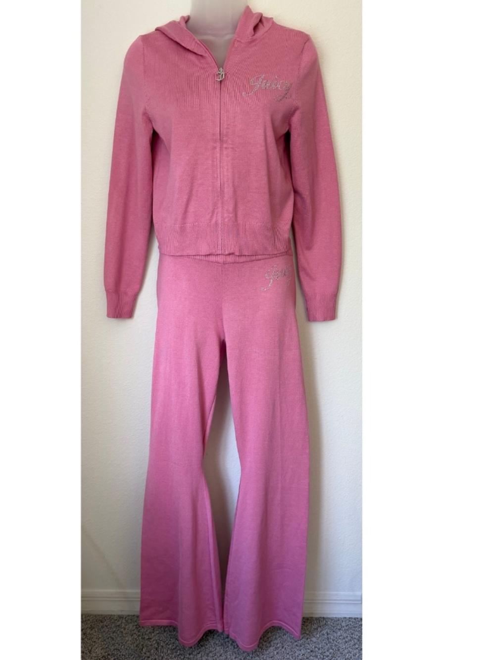 Juicy Couture Pink KNIT Tracksuit • Subtle Bling • NWT • Medium